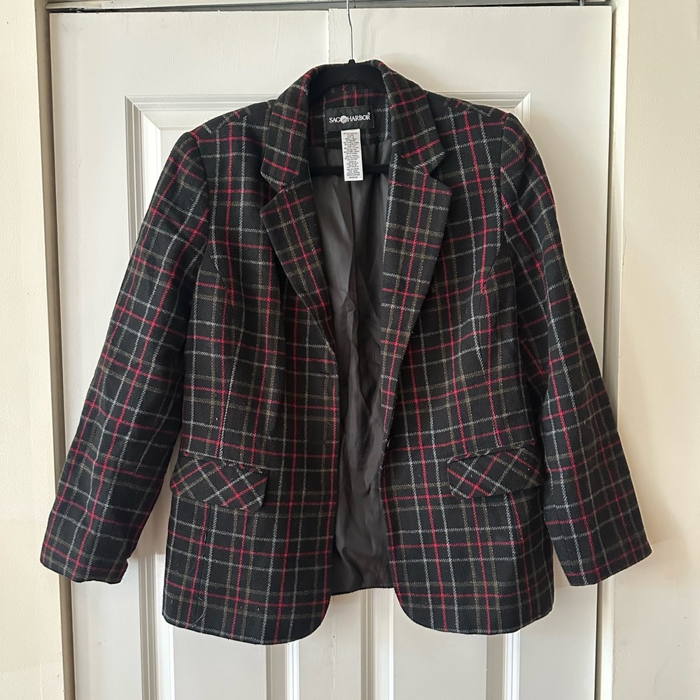 **SOLD** Vintage Sag Harbor Plaid Oversized Wool Blazer - Womens L/XL
